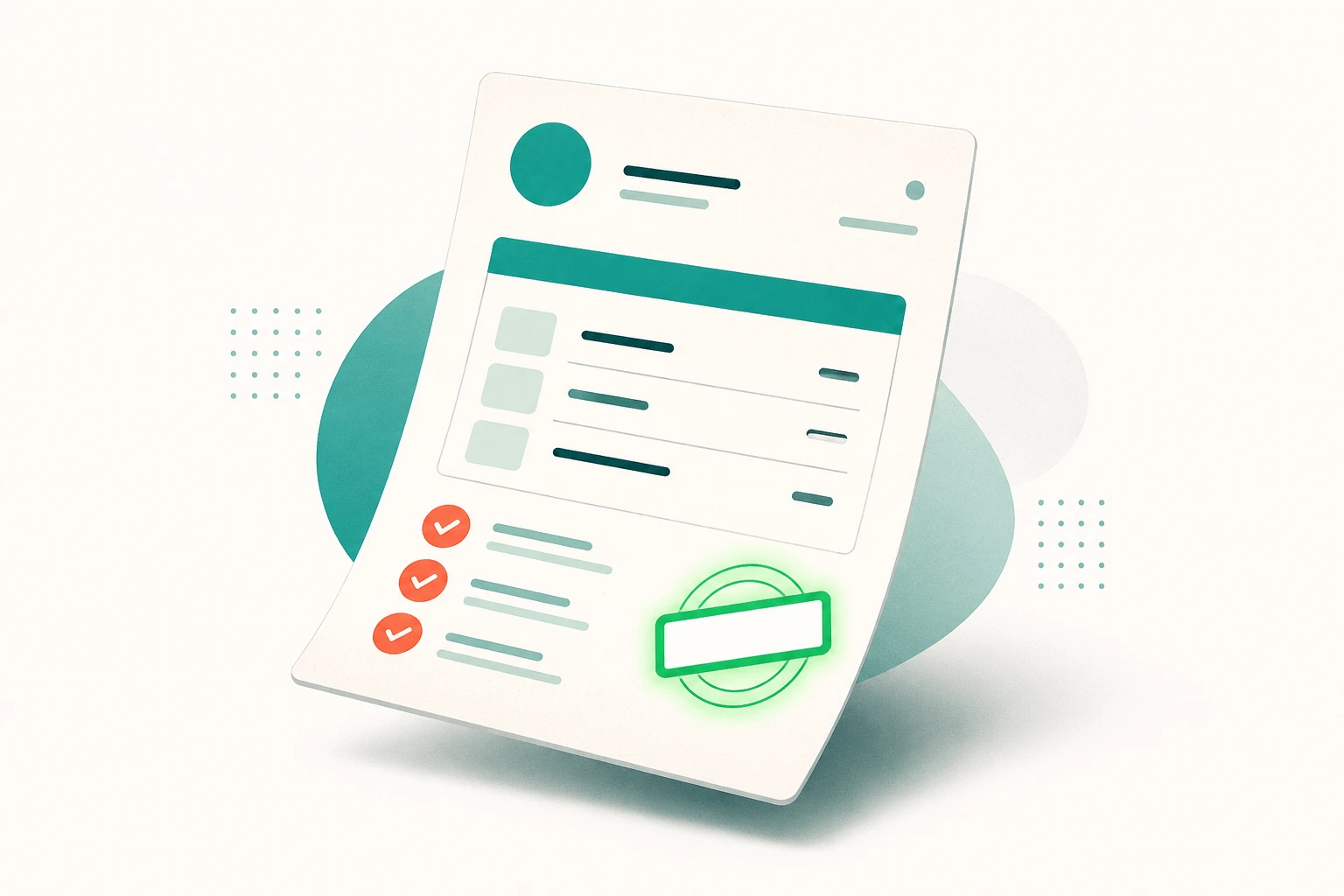 Illustration of an invoice with green checkmarks, representing a clean invoice ready for a US client to pay