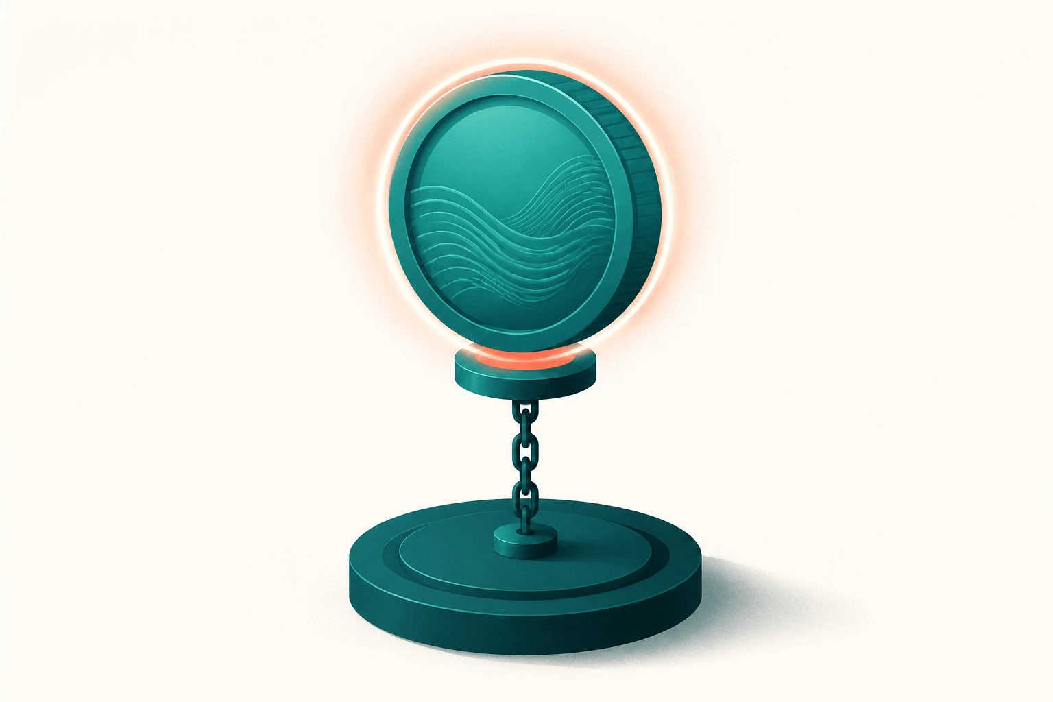 Illustration of a USDC stablecoin balanced and anchored steadily to the US dollar